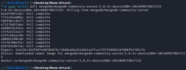 Figure 1. A relatively old version of a MongoDB Docker image is pulled.