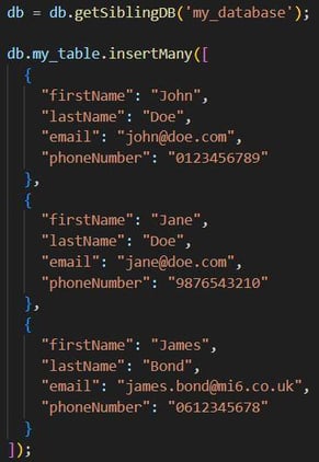 Figure 11. The mongodb-init.js file is used to upload the sample data to the MongoDB service