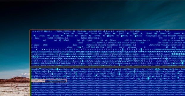 Figure 12. Base64-encoded payload hidden inside a JPEG image