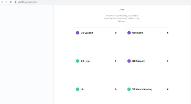 Figure 12. QuickBooks imposter Calendly account