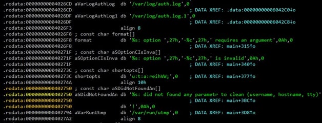 Figure 14. WhiteCat log cleaner utility used by APT44.The same strings can be found in the original code from 2007.