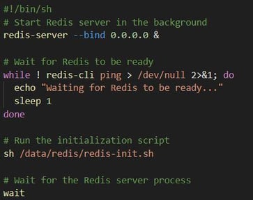 Figure 15. The `redis-entrypoint.sh` file is used to facilitate the upload of the sample data to the Redis service