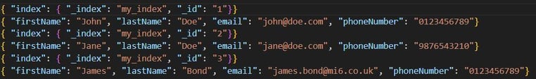 Figure 18. The `bulk_data.json` file is used to upload the sample data to the Elasticsearch service.