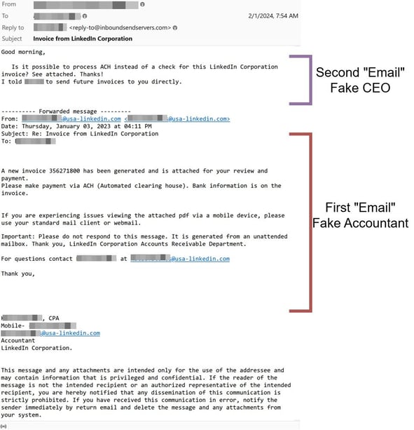 Figure 2. An example of a BEC email sent via Mailjet