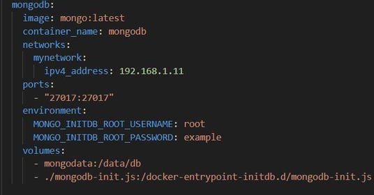 Figure 2. MongoDB container configuration