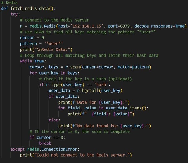 Figure 27. Fetch the Redis target data.