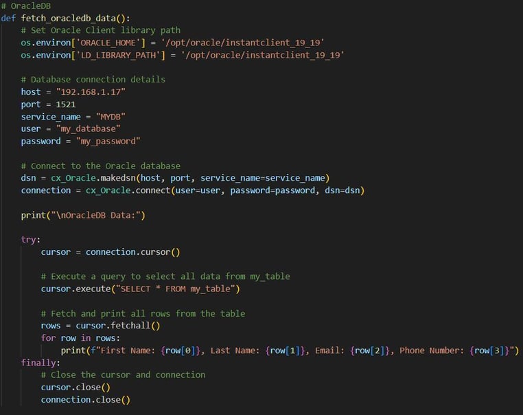 Figure 29. Fetch the OracleDB target data.