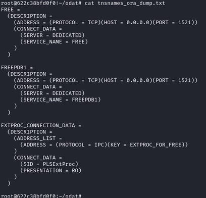 Figure 30. Expose the content of the tnsnames.ora file