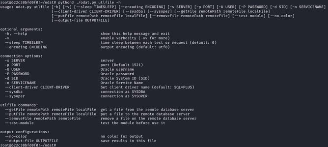 Figure 37. ODAT utlfile module help message output