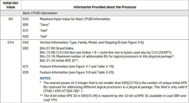 Figure 4. Information returned by CPUID instruction 