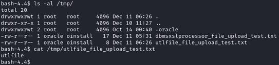 Figure 41. Verification of file upload to the Oracle DB target host