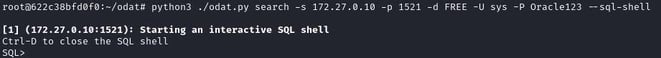 Figure 46. Obtain SQL shell via ODATs search module