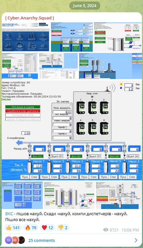 Figure 5. A post on the C.A.S Telegram channel claims the attack against a Russian complex systems integrator