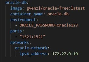 Figure 5. The Oracle DB Docker instance configuration