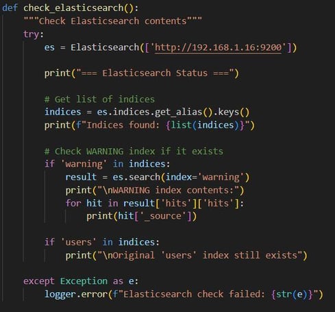 Figure 50. Checking the Elasticsearch target data after the Xbash simulation