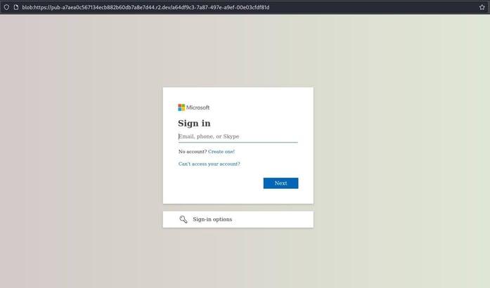 Figure 8. A generated HTML phishing page mimicking Microsoft