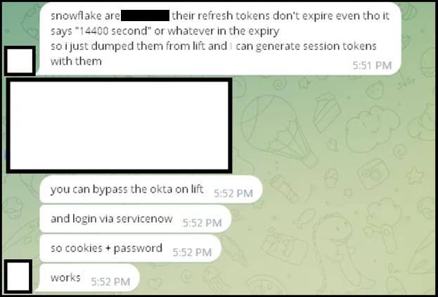 Screenshot of the Telegram conversation described above