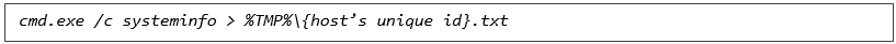 The command used by the system when running systeminfo with ShellExecuteExA